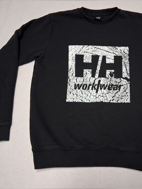 Helly Hansen Black Sweatshirt with White Cracked HH Graphic